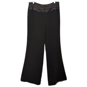 Bianca Nygard Pleated Satin Dress Pants Wide Leg High Rise Womens Size 12 Black